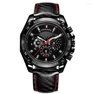 腕時計の黒いダイヤルレザーメンウーマン防水自動機械ムーブメントサファイアミラーアニバーサリーウォッチ