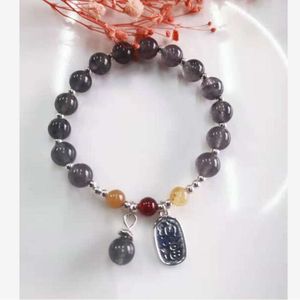 Instagram Korean Grey Jadeite Crystalシングルループファッション女性用タッセルレッドアゲートブレスレットジュエリー