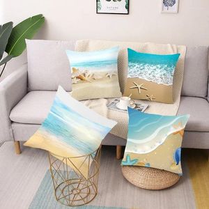 Pillow Simple Home Decoration Ornament Summer Beach Pattern Printing Square Cover Car Sofa Office Chair
