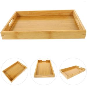 Plates Party Fruit Holder Coffee Table Tray Decor Display Breakfast Storage Plate Cup Rectangular Serving Bed Bamboo