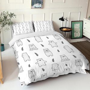 Set di biancheria da letto set bianco set di orso delizioso Materiale morbido Covert da letto matrimoniale con footcase COPERTURA CAMERA BEDE COPERCHIO