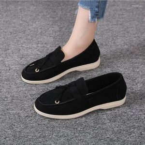 Casual Shoes Women Loafers Brand Flat Leather Cashmere Single Ladies Walking Non Slip Chaussure Femme