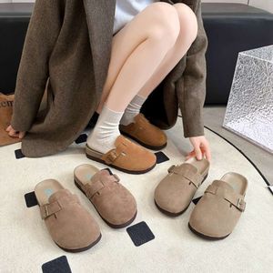 British Women's New Spring and Autumn Thick Sole Boken Baotou Half Slippers, Wearing Lazy Shoes Outside