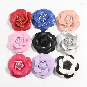 Decorative Flowers 5Pcs 6cm 2.36" Artificial Leather Flower Fabric Chiffon Boutique Wedding Dress DIY Bride Hair Veil Clothes