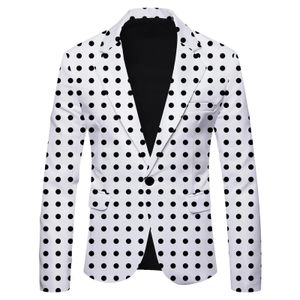 Hoo Mens Polka Dot Print Rekretowa kurtka marynarka brytyjska moda Slimfitting Blazer 240407