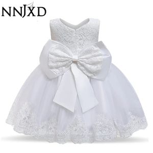 born Baby Girl Dress Party Dresses for Girls 1 Year Birthday Princess Dress Lace Christening Gown Baby Clothing White Baptism 240412