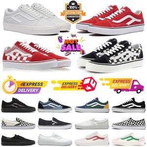 Gratis fraktdesigners gamla Skool Casual Skateboard Shoes Black White Mens Womens Fashion Outdoor Flat Size 36-45