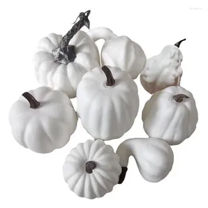 Decorative Flowers 8Pcs White Foam Pumpkin Simulation Artificial Ornaments Halloween Festival Atmosphere Decorations For Tabletop Kitchen