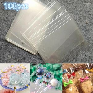 غلاف هدية 100pcs أكياس بلاستيكية شفافة لـ Candy Lollipop Cookie Packaging Bag Cellophane Bag Bagned Wedding Party