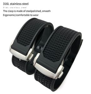 Titta på band 20mm 21mm 22mm högkvalitativt gummisilikon Watchband Fit för Omega Speedmaster Watch Strap rostfritt stål distribution5165879