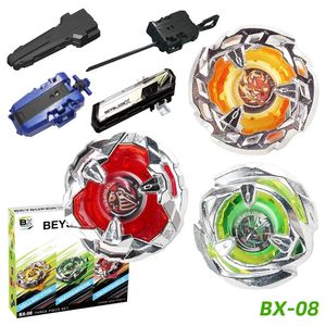 Beyblade Metal Fusion Burst GyroScope X Series BX08 TRE I ONE MED Sändarhandtag Color Box Toy Set 240411