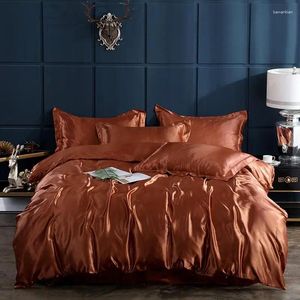 Bedding Sets Polyester Solid Color Home Textiles Adult Duvet Cover Bed Sheets And Pillowcase 4pcs Large Size 220x240cm