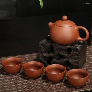 Zestawy herbaciarskie Purple piasek Zestaw herbaciany Czarny/Czerwony Ceramiczny Teapot ręcznie robiony gajwan ceremonia biurowa grzbiety naczyń napojów