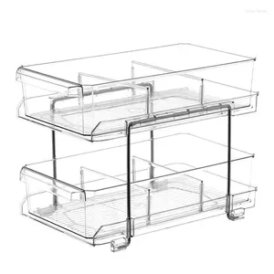 Aufbewahrungstaschen Schiebetschrank Korb ausziehen Organizer Regal mit Schubladen 2 Ebenen klare Folie Arbeitsplatte Pantry -Organisation