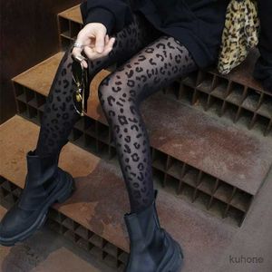 Meias Hosiery Summer Summer fino transparente e sedoso Mulheres meninas meias de padrão de animal de leopardo vintage