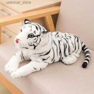 Animais de pelúcia de pelúcia de 46 cm de simulação florestal amarelo tigre branco de pelúcia recheada boneca de brinquedos de molho de amor