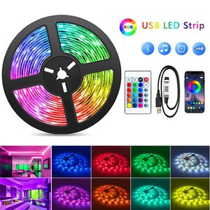 LEDストリップライトRGB 5050、5V 10m-30m、1600万色、RGB、LEDストリップ照明音楽同期、パーティーホームD2.0の色の変化