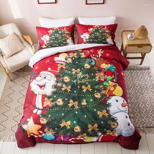 Bettwäsche Sets Frohe Weihnachten Set Kinder Bett Cover Santa Claus Muster Quilt Kissenbezug uns Twin Duvet