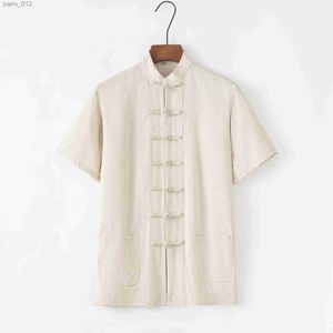 Camisetas masculinas de mangas curtas de manga curta camisa fu de artes marciais chinesas estilo masculino tradicional algodão e linho tai chi terno yq240415