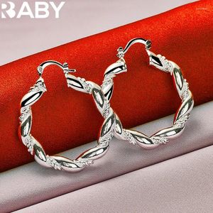 Серьги обруча Urbaby 925 Серебряное серебро серебристое веревочное круг для женщины свадебная обручальная вечеринка