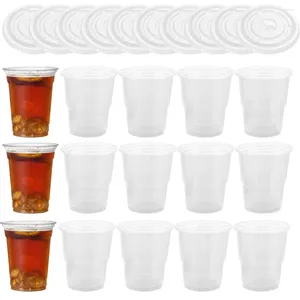 Engångskoppar Strånplast med lock Cold Drink Cup Portable Packing Beverage Drinking Wrapping Milk Tea Iced Outdoor Water