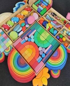 2021 Top Fornitore Nordic Waldorf Montsori Baby Grimms Stacker Kids Rainbow Wooden Toys271T6674415