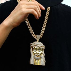 Pass Diamond Tester VVS Moissanite Iced Out Jesus Head Face Pendant Bling Sterling Sier Big Piece Hip Hop Jewelry for Men