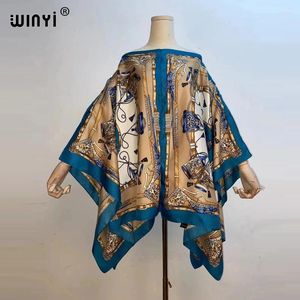 Boho Sweet Printed Bohemian Summer Silk Blouse For Lady One-Shoulder Beach Holiday Party Kaftan Clothes WINYI