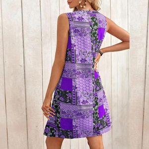 Casual Dresses Dress Floral Print A-Line Summer For Women Retro Style Vacation Beach Mini med Loose Hem O Neck Design Soft a