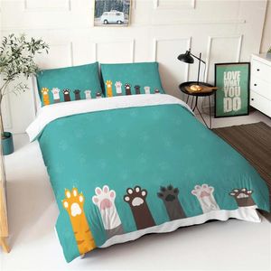 Bedding Sets Cartoon Bedsheets Fabric Cute Pussy Pattern Double Bedspread With Pillowcases Soft Warm Duvet Cover Kids Comforter