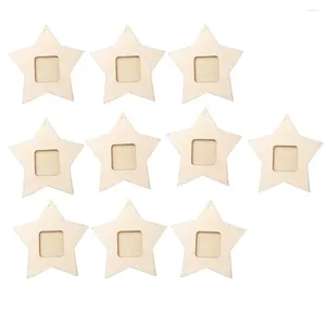 Frames 10pcs Wooden Hanging Picture Frame Mini Star Ornament Party Decor