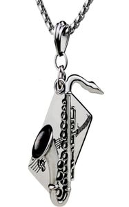Strumento musicale collana a pendente sassofono in acciaio inossidabile hip hop titanio a catena perle collane di gioielli2055009