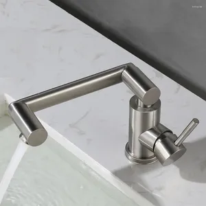 Bathroom Sink Faucets 360 Degree Rotation Faucet Taps Body Full Stainless Steel Mixer Water Cold & Ceramic Valve Core Suitable For