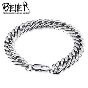 Beier Enkel och fashionabla kubansk kedje Titanium Steel Mens Snake Bone Armband Rostfri trendig