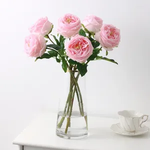 Dekorativa blommor 48 cm verklig touch peony konstgjorda grenar rosdekor för hemvas bröllop jul valentins gåva falsk blomma