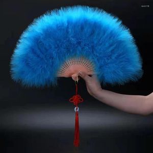 Decorative Figurines Feather Folding Fan Japanese Sweet Fairy Girl Gothic Court Dance Hand