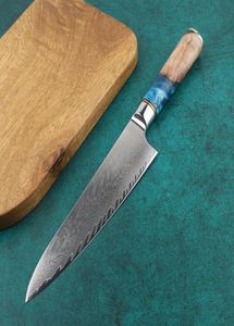 8 بوصة فائدة المطبخ سكين VG10 Damascus Steel Chef Knives مربع الهدايا Cleaver قطع اللحوم طاهي سكين مع مقبض الراتنج الخشبي 9040136