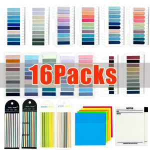 Pads 16/14/13/12set Setes de leitura Bookmark Bloco de notas adesivas Marcadores coloridos Notebook Pad Kawaii Stationery School Supplies