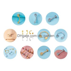 Nose Rings & Studs Banana Stem Eyebrow Nail Straight Lip Dice Hoop Body Piercing Women Fashion Accessories Drop Delivery Jew Dhgarden Dhnmw