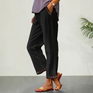 Women's Pants Long Trousers Stylish Casual With Elastic Waist Wide Leg Featuring Hollow Stitching Comfortable For Streetwear