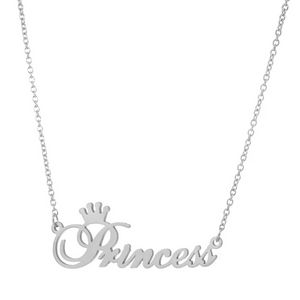 10PCS Cute Cursive Letter Crown Princess Necklace for Babygirls Script Dear Little Princess Stainless Steel Clavicle Choker for Women Female Girl Chain Jewelry