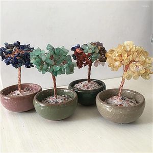 Decorative Figurines Natural Crystal Lucky Tree Lapis Lazuli Quartz Handmade Decoration Healing Stone Mineral Ornaments Office Decor Gift