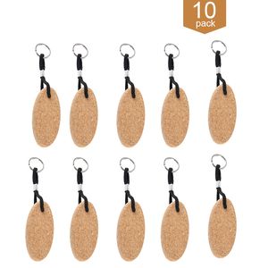 10 Sätze von Kork Mini Rundreihe Float Keychains benutzerdefinierte Korkholz -Keyrings Gravur Logo Customized Keyring Telefonhalter Key Ring Werbe -Keychain -Autoschlüsselring