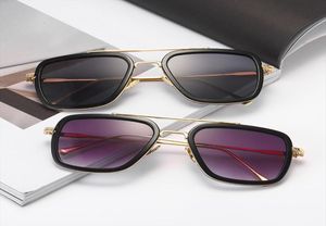 Tony Stark Ion Man Square Sonnenbrille Trendy Punk Sonnenbrille für Männer Vintage Metall Rahmen Retro -Schatten Gradient Brille 7914365