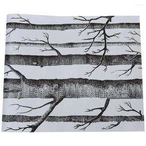 Papéis de parede removíveis Birch Tree Wallpaper Drawer Liner Peel e Stick Thork Black White Bedrooms