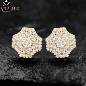 925 Orecchini per bulloni per bulloni a spinta d'argento Hip Hop Gioielli Gift VVS VVS Diamond Moissanite Iced Off GEOMETRICE STUD