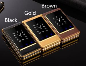 Unlocked Gold Flip Double Display Business Cell Phones Senior Luxury Dual Sim Card Camera