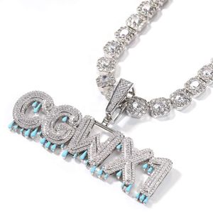 Hip Hop Iced Out Luminous Water Drop Crown Custom Name Pendant Chain With Diamond Fashion Jewelry Pendants Charms Men Women