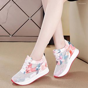 Walking Shoes Mesh Wedge SPORTS Woman Travel Hollowed Outdoor Low Thick Soled Breathable Muffin Sneakers Women