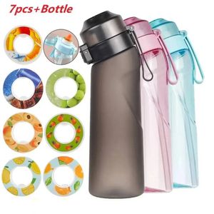 Flavored Water Bottle with 7 Flavour Pods Air Water Up Bottle Frosted Black 650ml Air Starter Up Set Water Cup for Camping Sport 240415